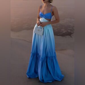 Elegant Blue Ombre Maxi dress commense XL CC16